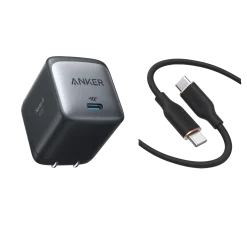 Anker 715 Charger (Nano II 65W) and USB-C to USB-C Cable (Flow, Silicone, 3 ft)