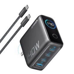 Anker Charger (140W, 4-Port, PD 3.1) with USB-C Cable