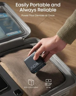 Anker Charger (140W, 4-Port, PD 3.1) with USB-C Cable (2-Pack)