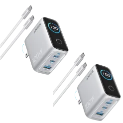 Anker Charger (100W, 3 Ports, Smart Display) 2-Pack