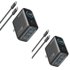Anker Charger (100W, 3 Ports, Smart Display) 2-Pack