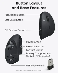 Anker 2.4G Wireless Vertical Ergonomic Optical Mouse