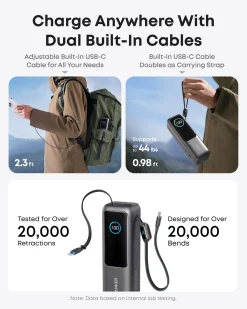 Anker Laptop Power Bank (25K, 165W, Built-In and Retractable Cables) and Anker Nano Travel Adapter (5-in-1, 20W, 1-Pack)