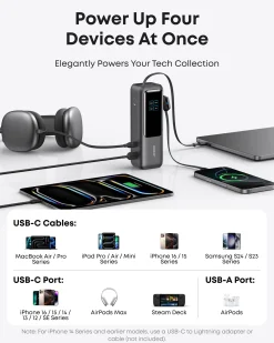 Anker Laptop Power Bank (25K, 165W, Built-In and Retractable Cables) and Anker Nano Travel Adapter (5-in-1, 20W, 1-Pack)