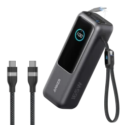 Anker Laptop Power Bank (25K, 165W, Built-In and Retractable Cables) and Anker USB-C to USB-C Cable (6 ft, 240W, Upcycled-Braided)
