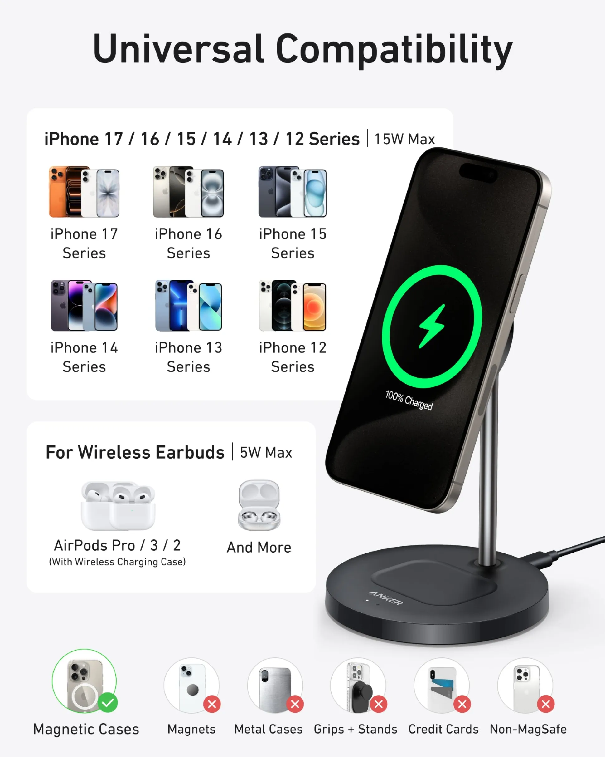 Anker MagGo Wireless Charger (2-in-1, Stand)