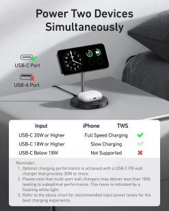 Anker MagGo Wireless Charger (2-in-1, Stand, 40W Adapter Included)