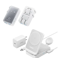 Anker MagGo Wireless Charging Station (Foldable 3-in-1) and Anker Nano Travel Adapter (5-in-1, 20W, 1-Pack)