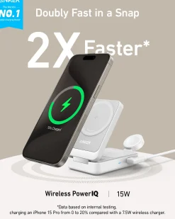 Anker MagGo Wireless Charging Station (Foldable 3-in-1) and Tech Storage Bag