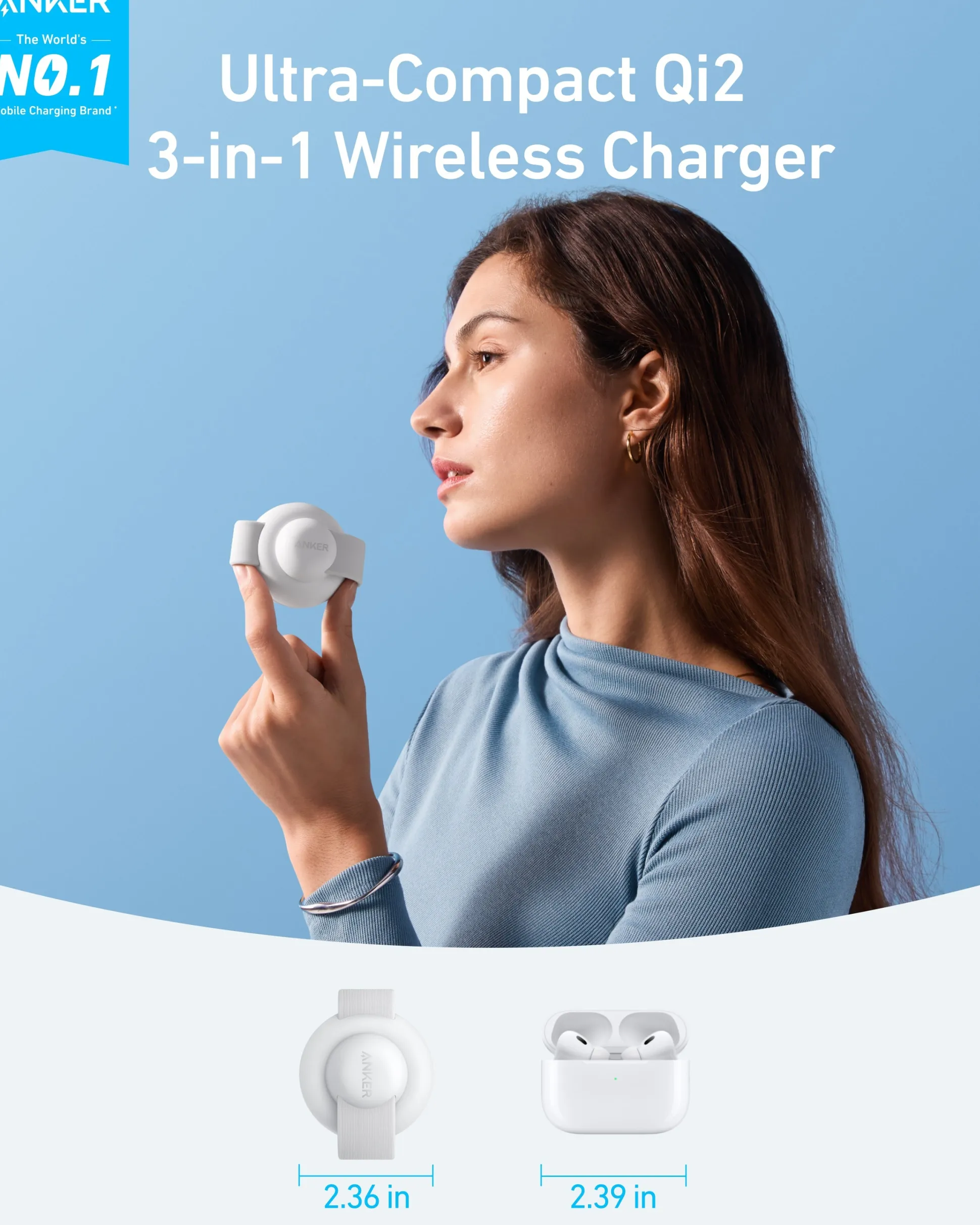 Anker MagGo Wireless Charging Station (3-in-1, Foldable Pad)