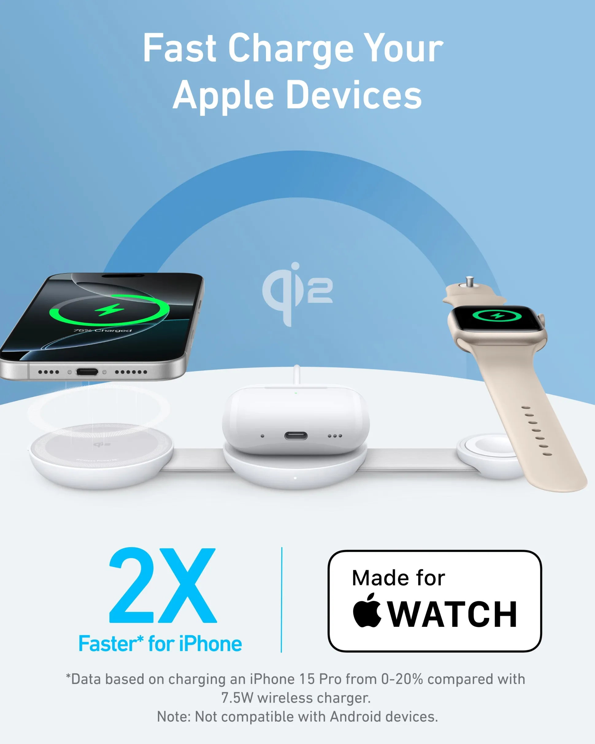 Anker MagGo Wireless Charging Station (3-in-1, Foldable Pad)