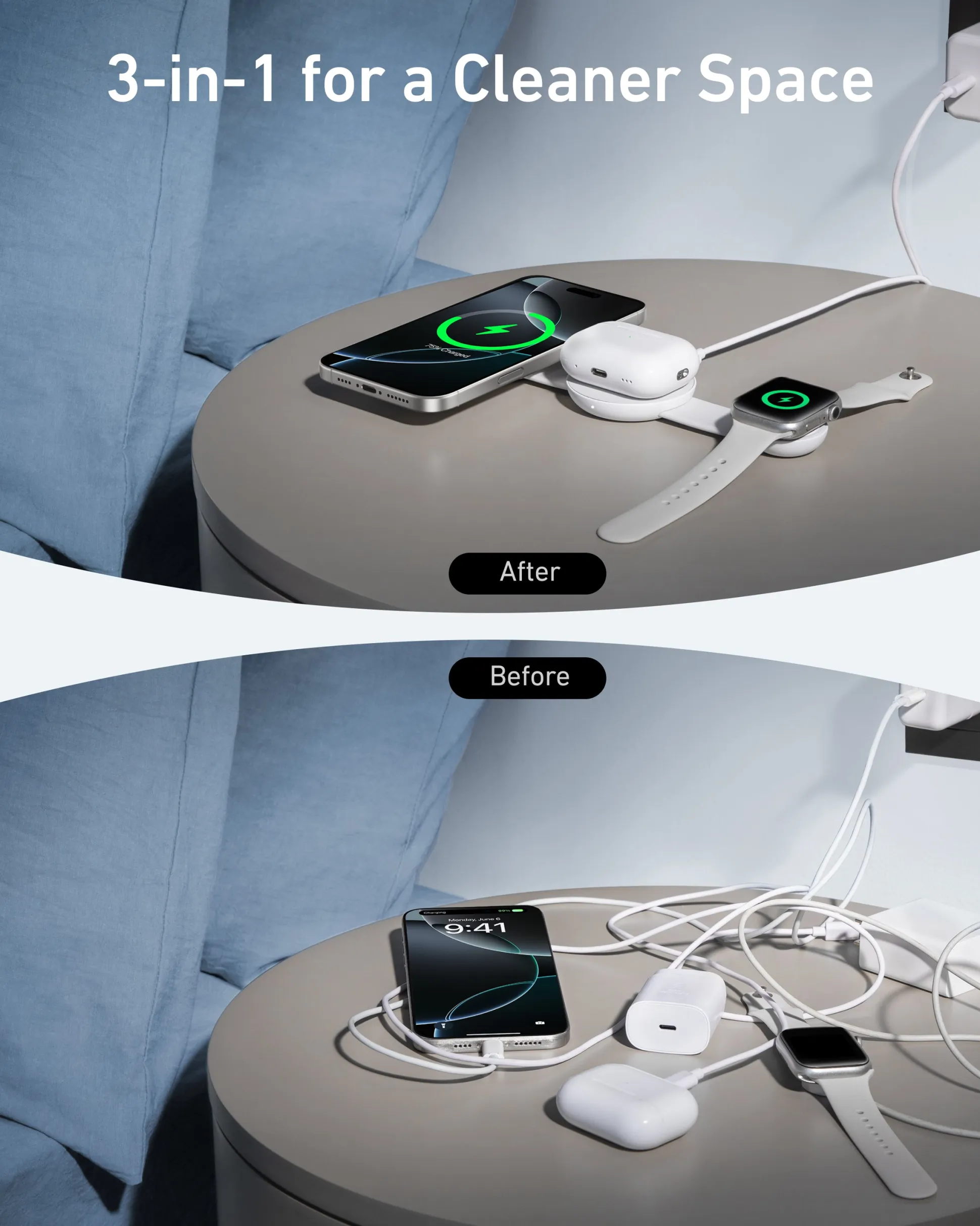Anker MagGo Wireless Charging Station (3-in-1, Foldable Pad)