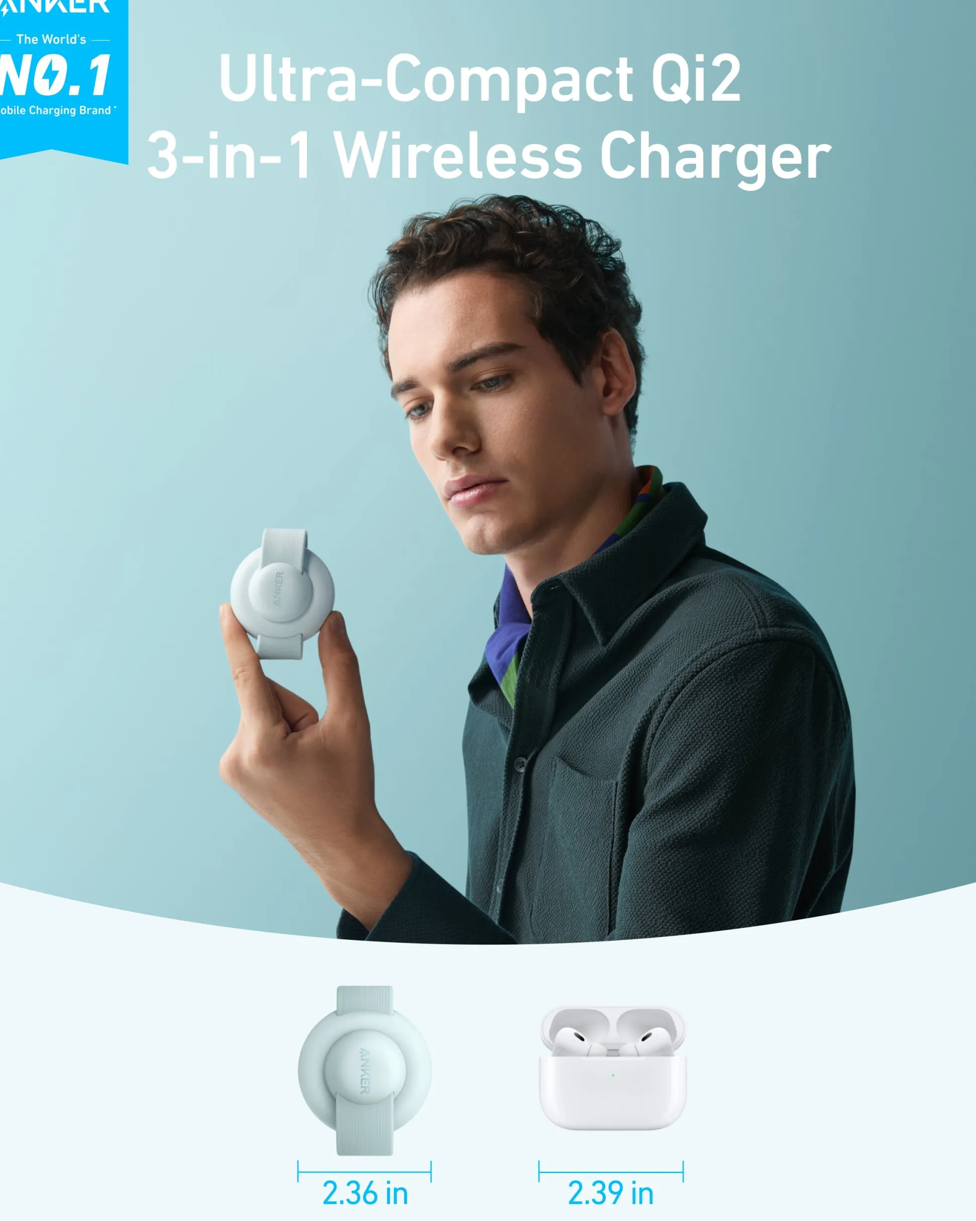 Anker MagGo Wireless Charging Station (3-in-1, Foldable Pad)