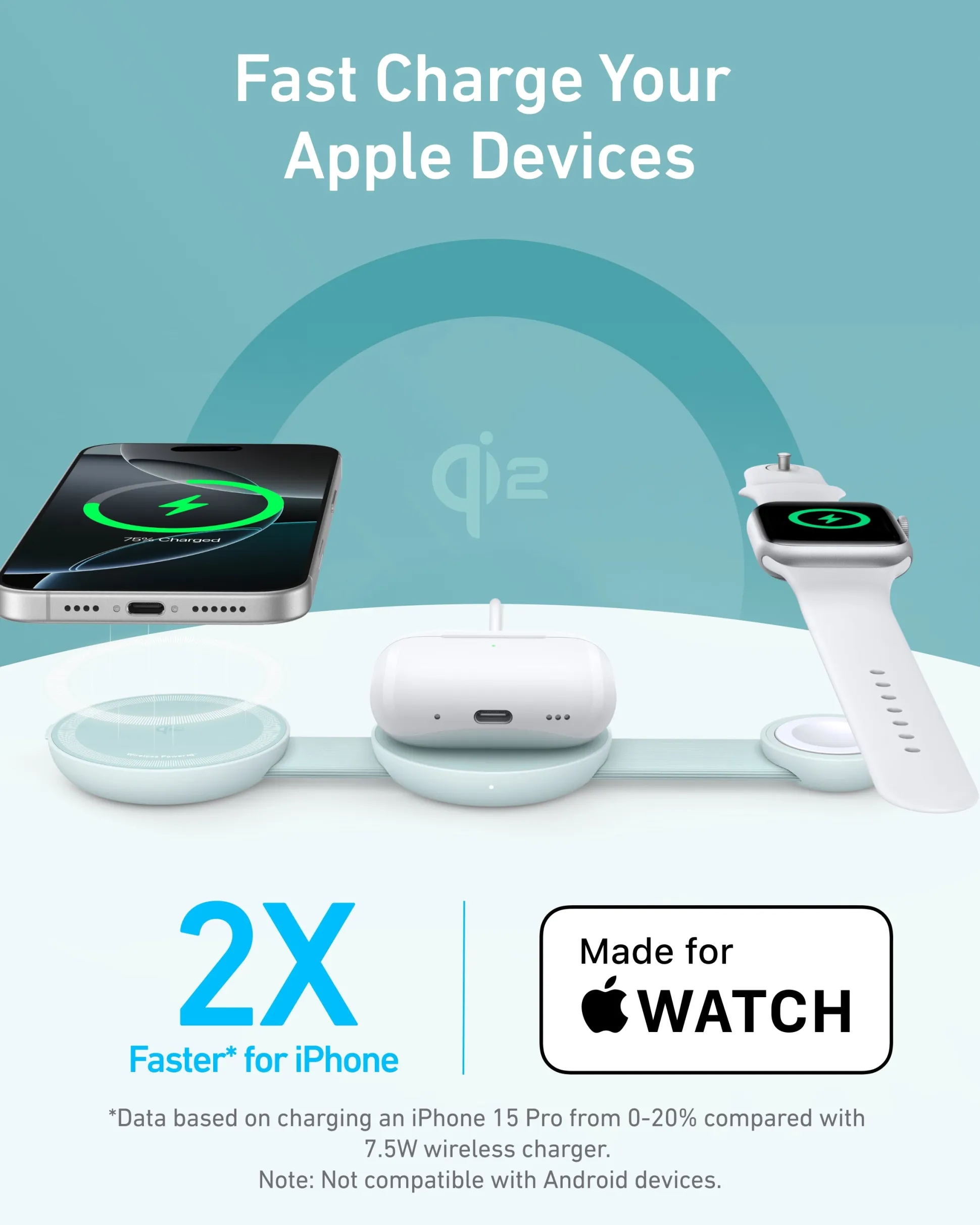 Anker MagGo Wireless Charging Station (3-in-1, Foldable Pad)