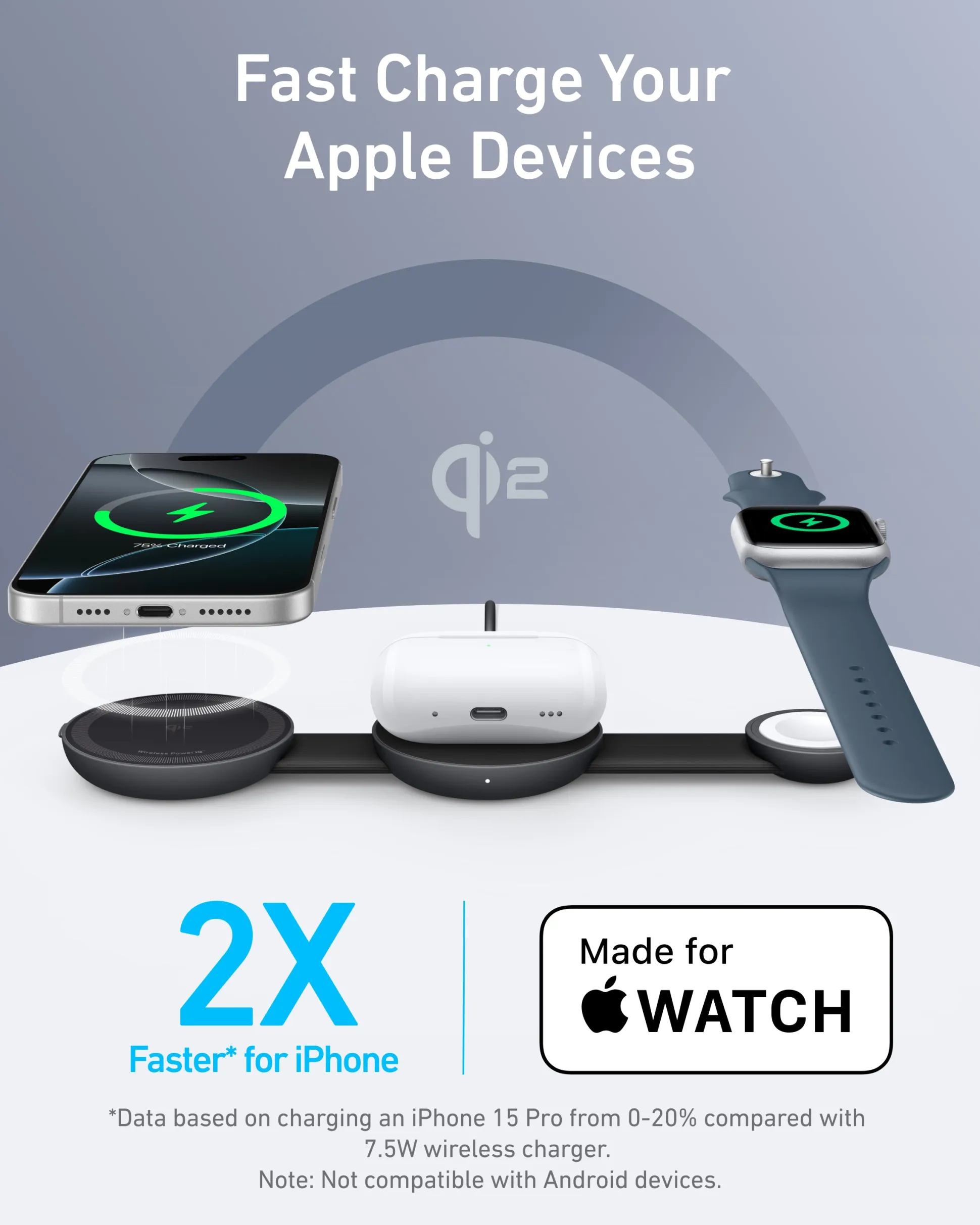 Anker MagGo Wireless Charging Station (3-in-1, Foldable Pad)