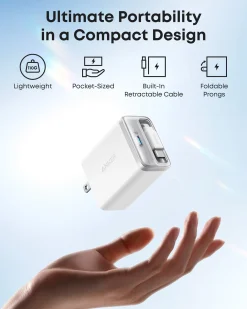 Anker Nano Charger (35W, Built-In Retractable USB-C Cable)