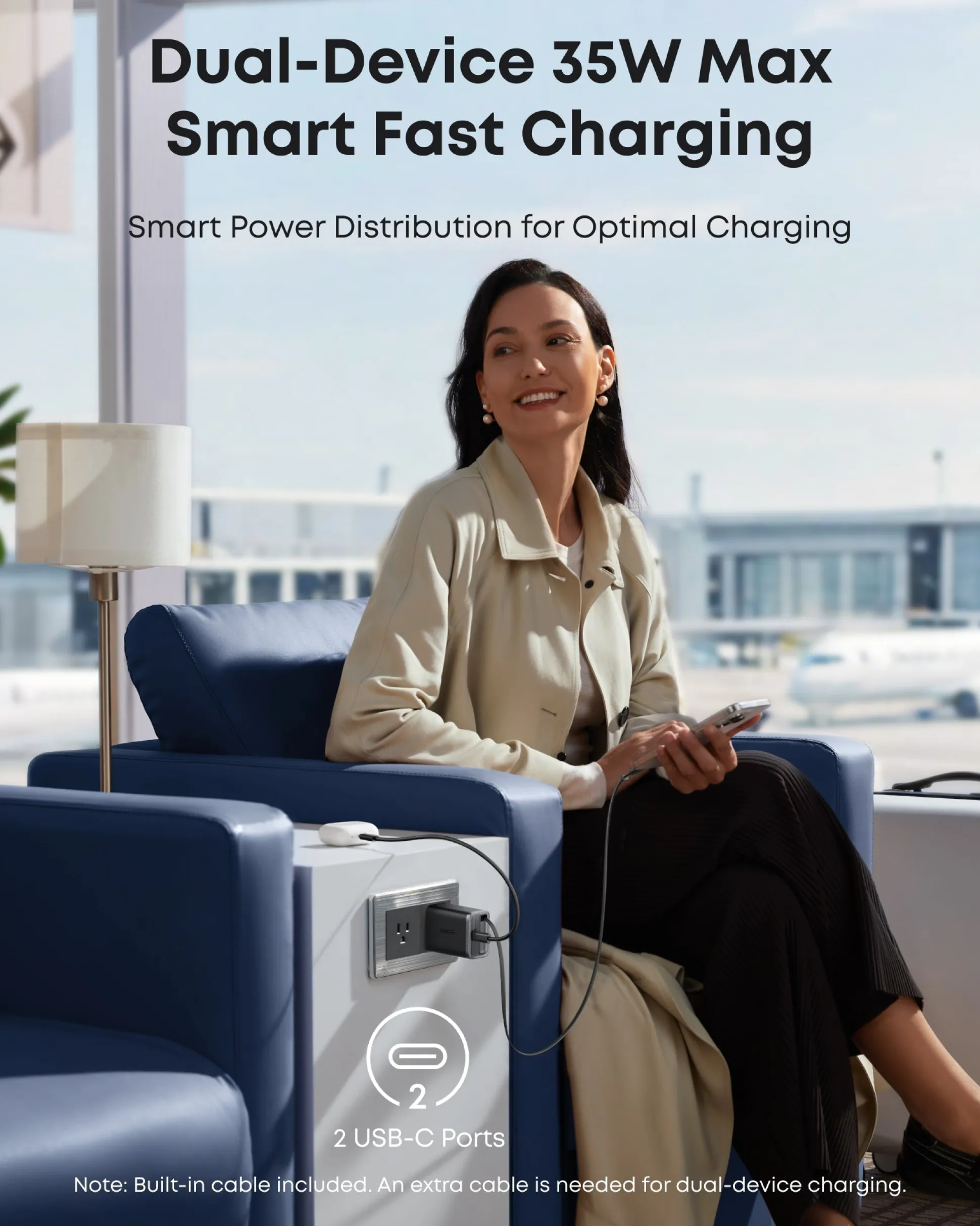 Anker Nano Charger (35W, Built-In Retractable USB-C Cable)