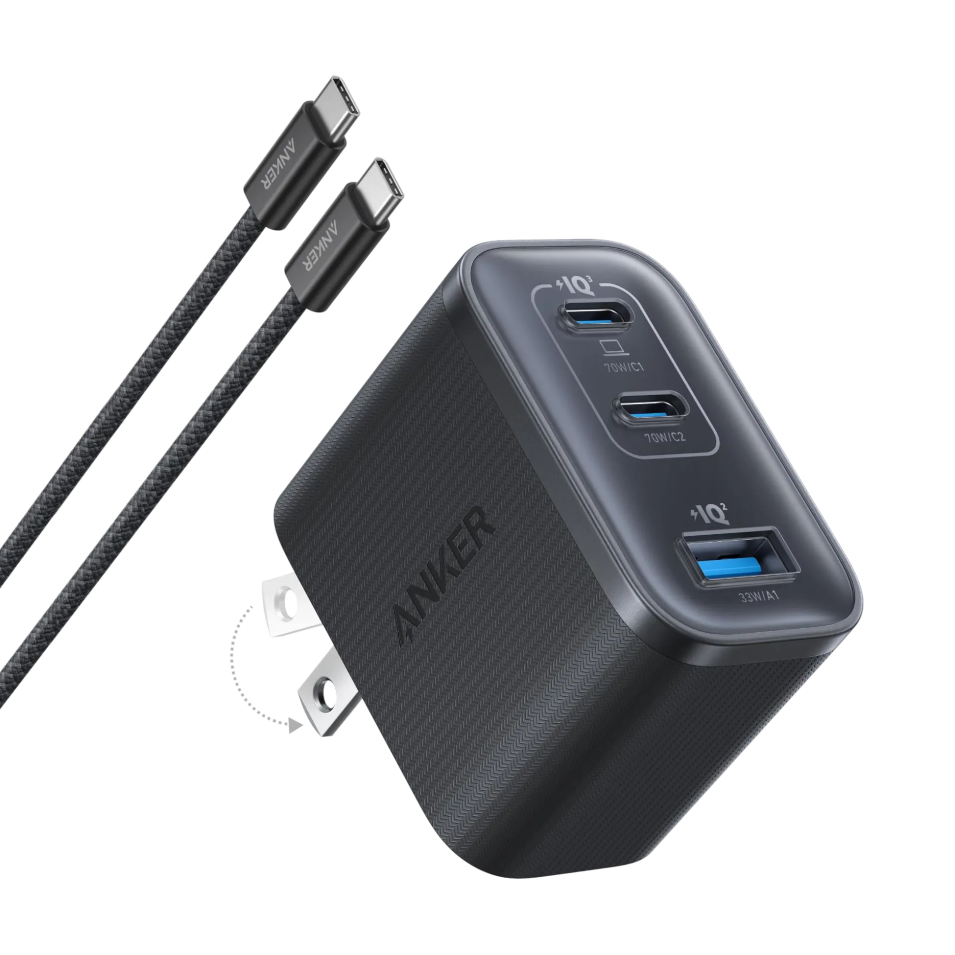 Anker Nano Charger (70W, 3 Ports) and Anker Nano Power Bank (10K, 45W, Built-In Retractable USB-C Cable)