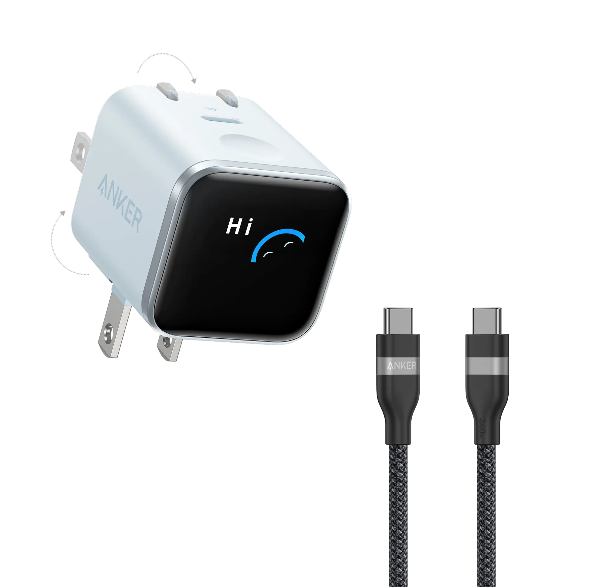 Anker Nano Charger (45W, Smart Display, 180° Foldable)