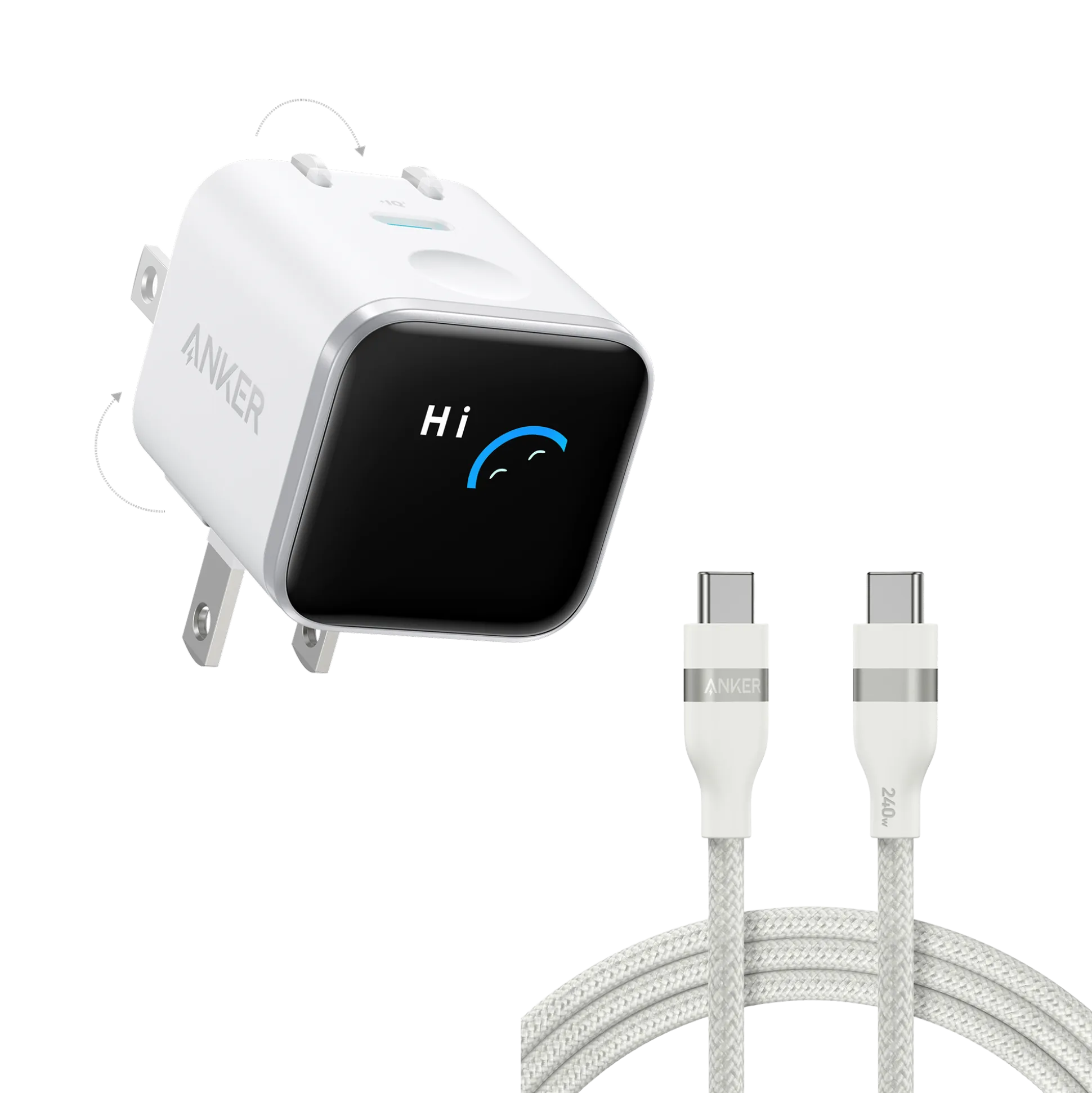 Anker Nano Charger (45W, Smart Display, 180° Foldable)