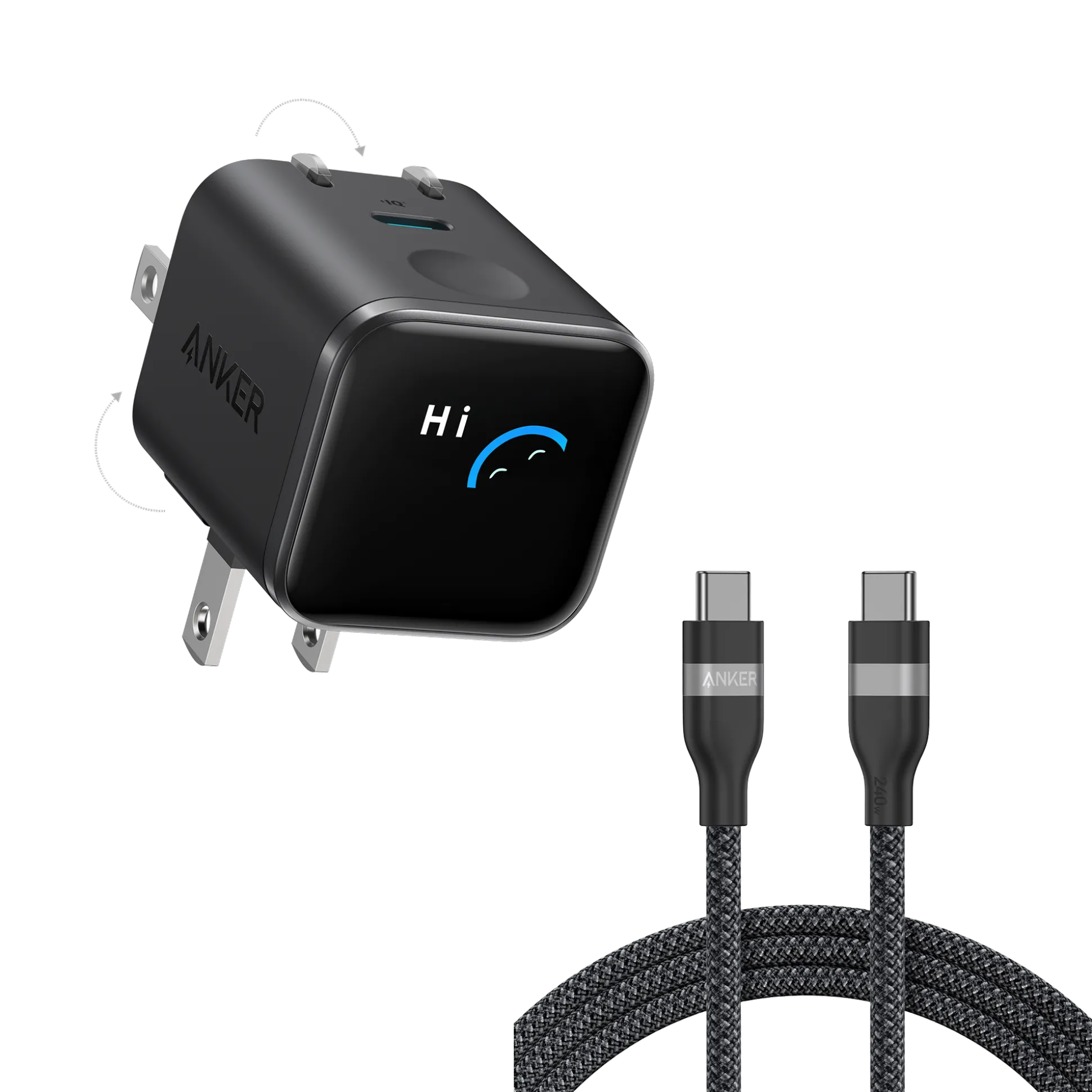 Anker Nano Charger (45W, Smart Display, 180° Foldable)