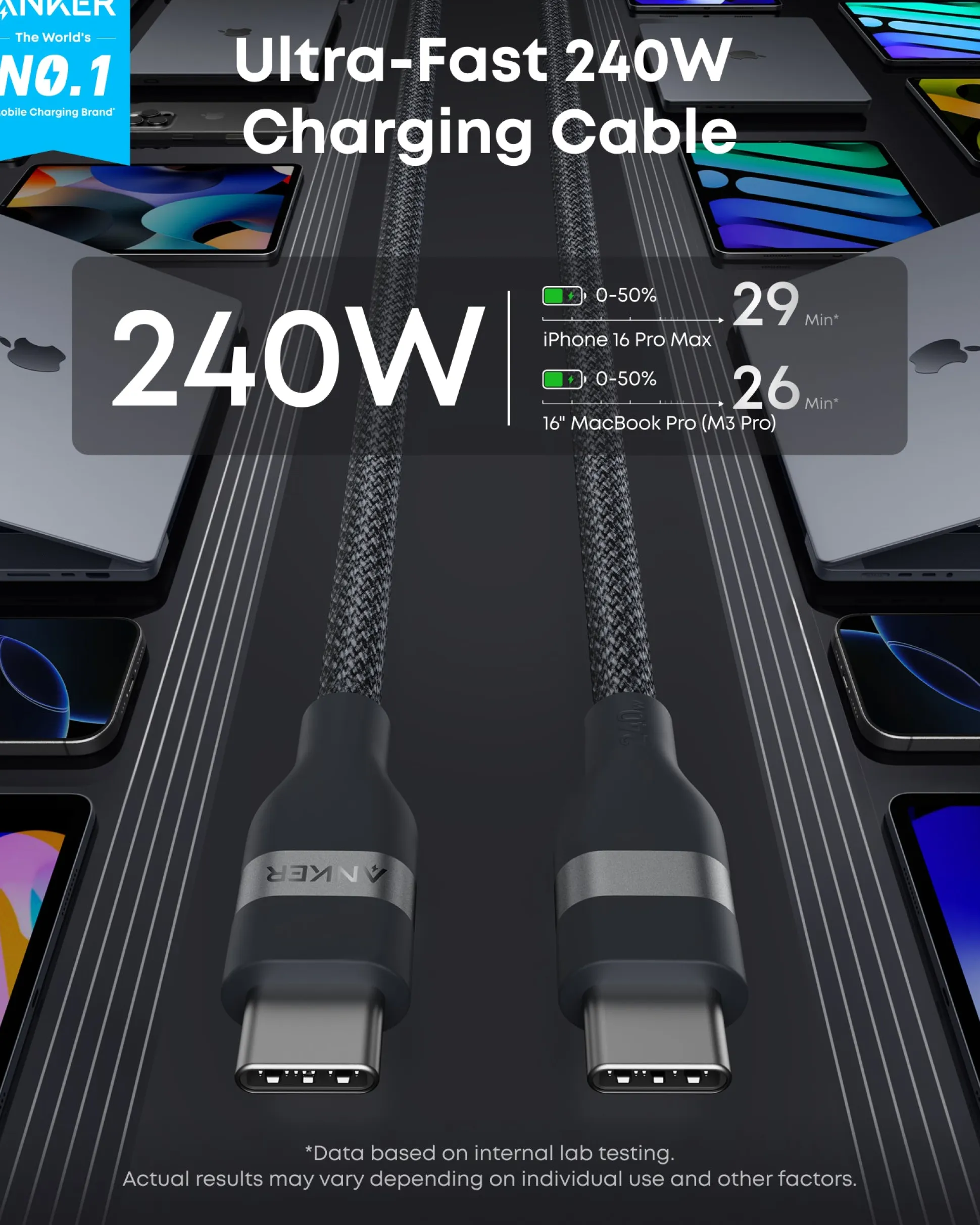 Anker Nano Charger (45W, Smart Display, 180° Foldable)