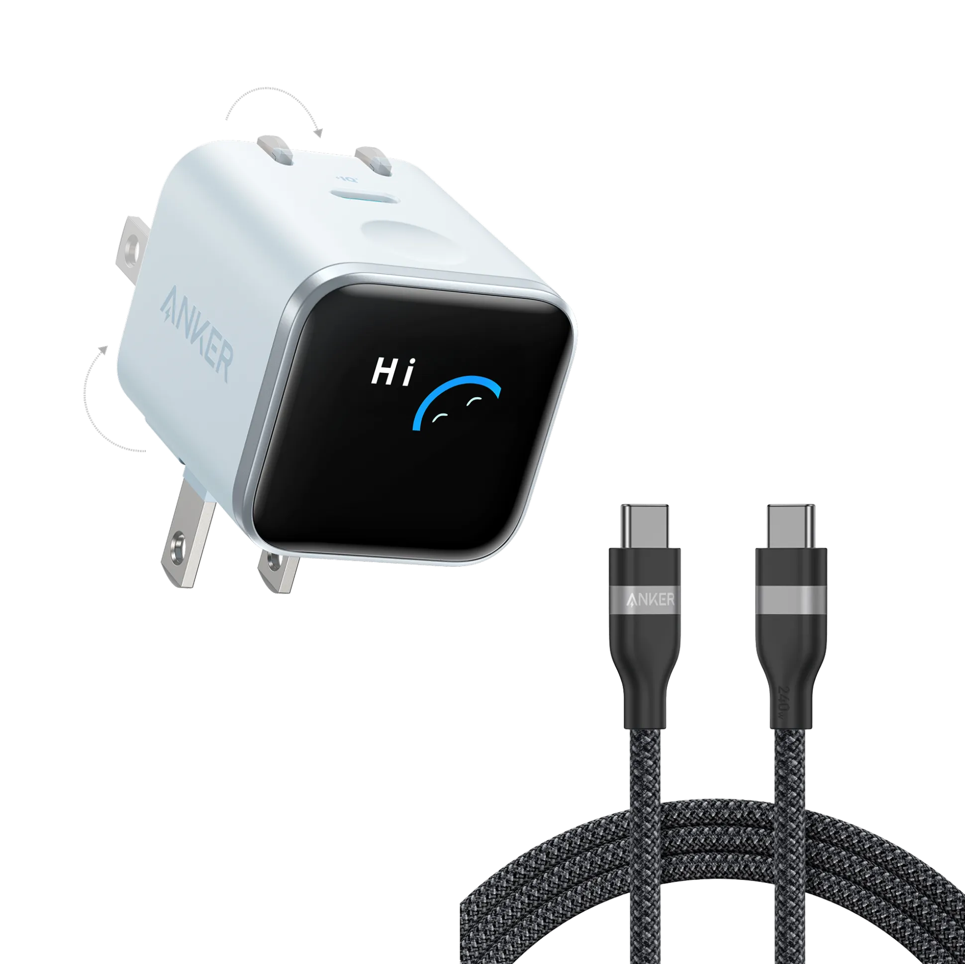 Anker Nano Charger (45W, Smart Display, 180° Foldable)