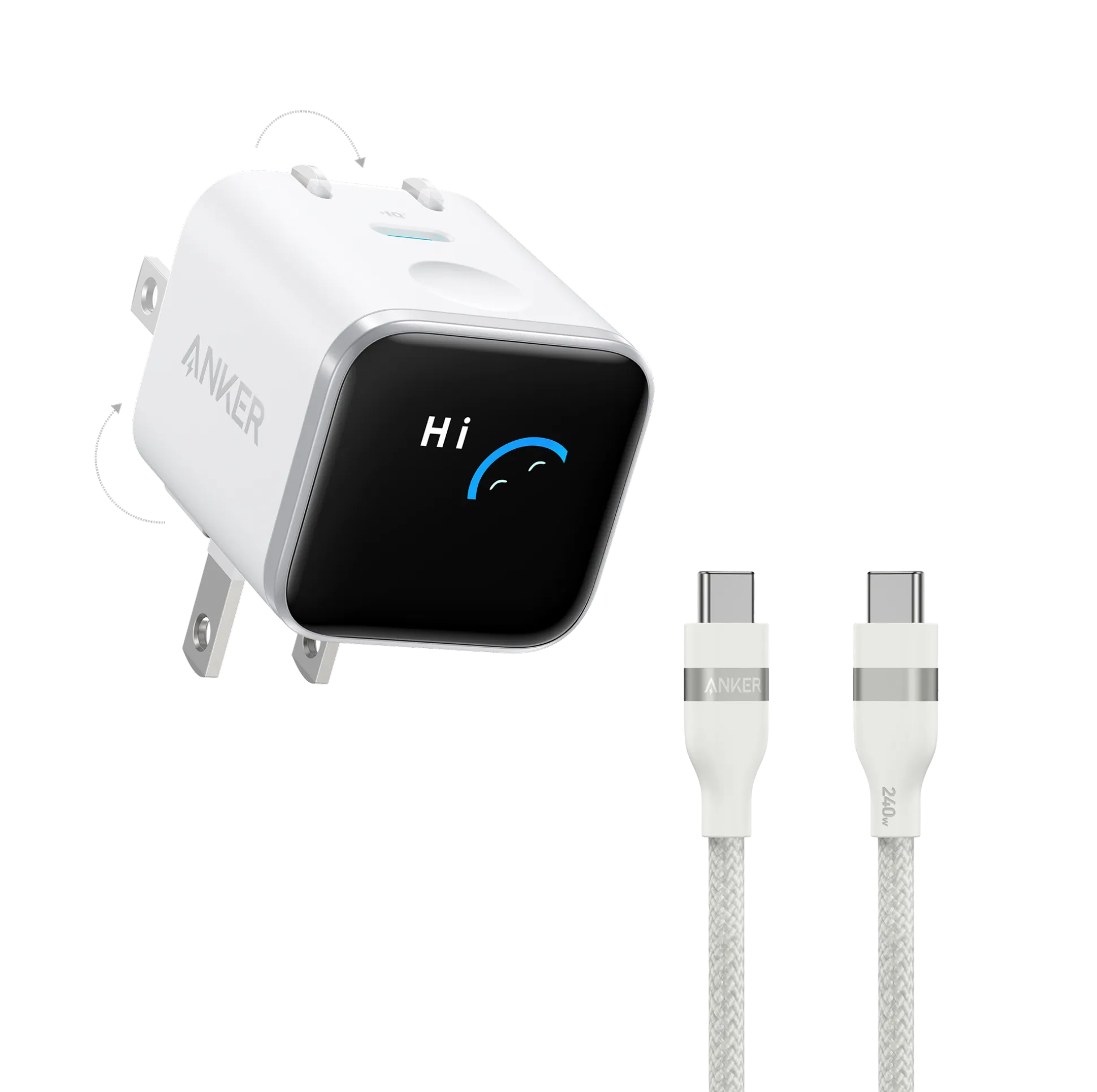 Anker Nano Charger (45W, Smart Display, 180° Foldable)