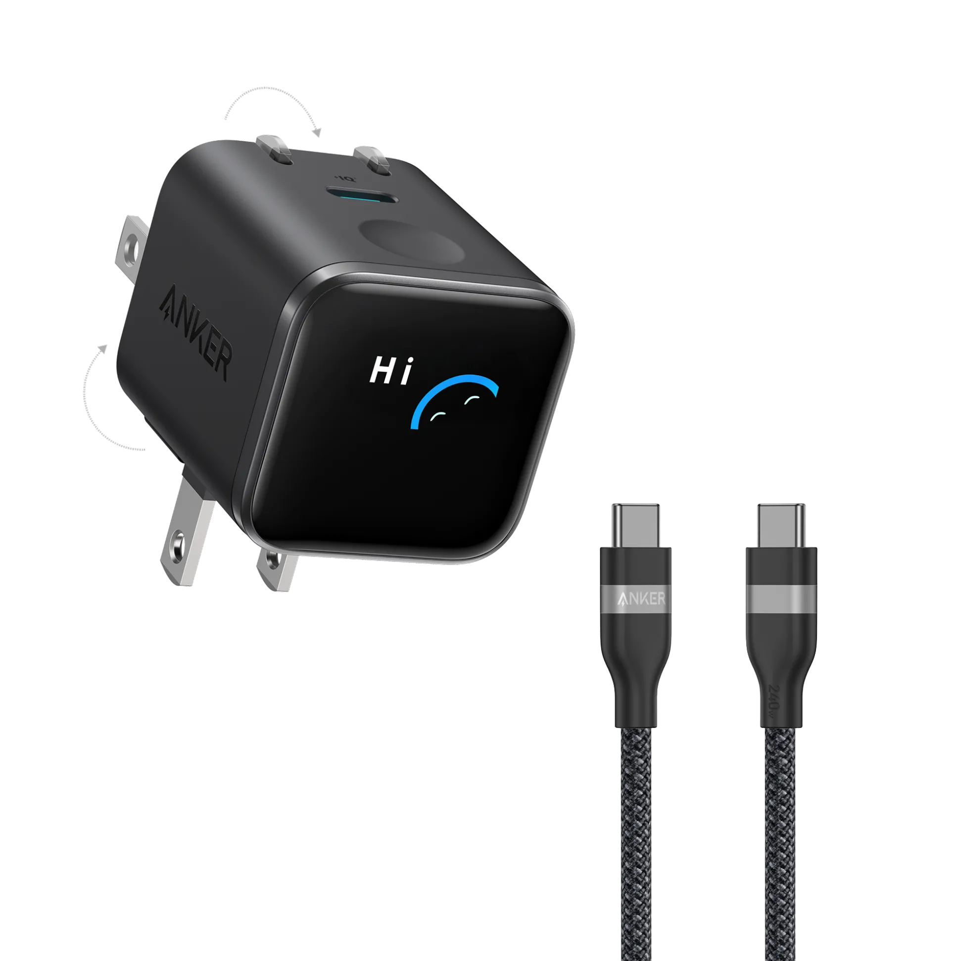 Anker Nano Charger (45W, Smart Display, 180° Foldable)