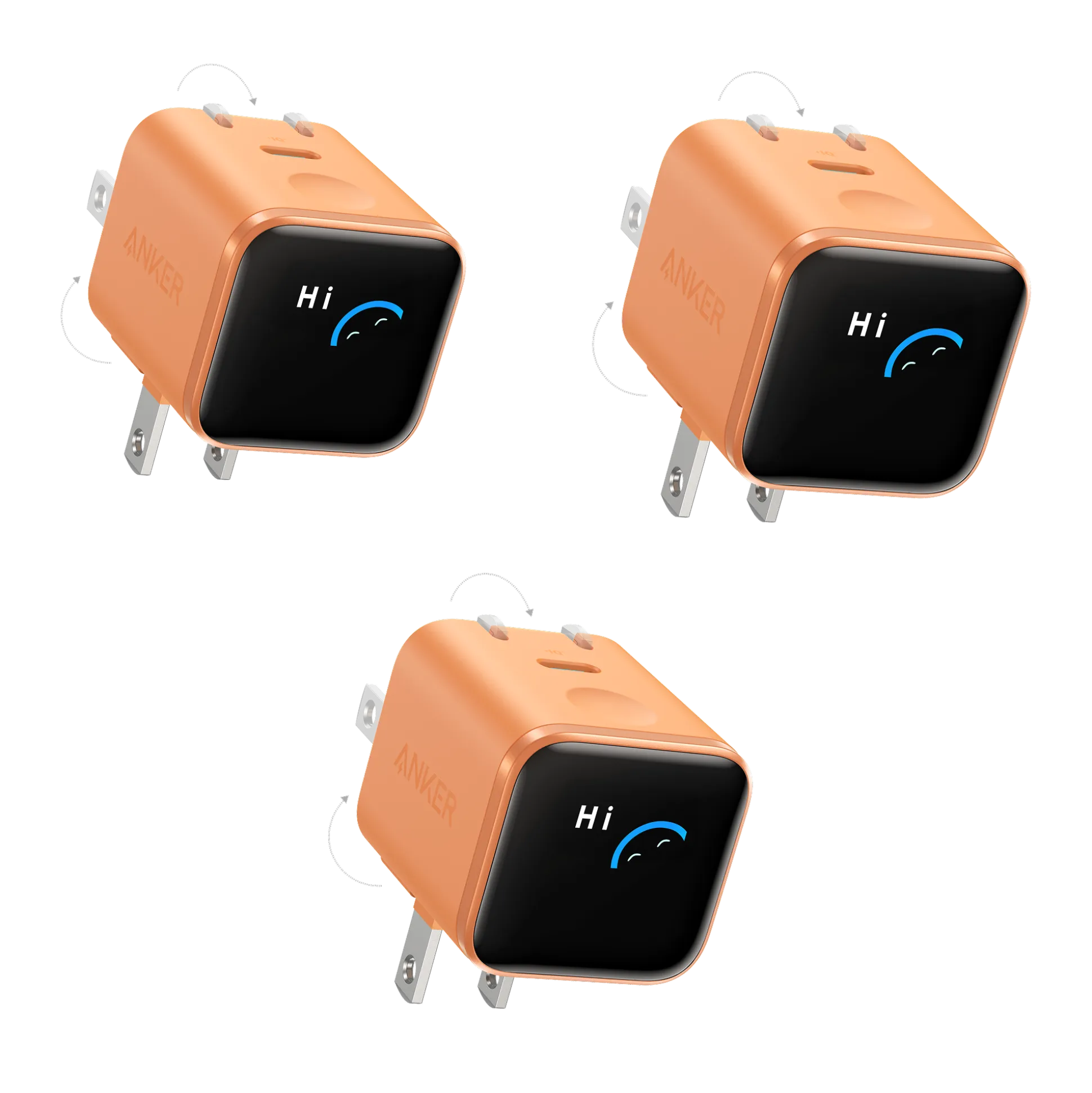 Anker Nano Charger (45W, Smart Display, 180° Foldable, 3-Pack)