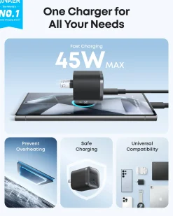 Anker Nano Charger (45W) with USB-C to USB-C Cable