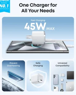 Anker Nano Charger (45W) with USB-C to USB-C Cable