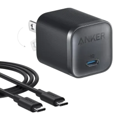 Anker Nano Charger (45W) with USB-C to USB-C Cable and Anker USB-C to USB-C Cable (6 ft, 240W, Upcycled-Braided)