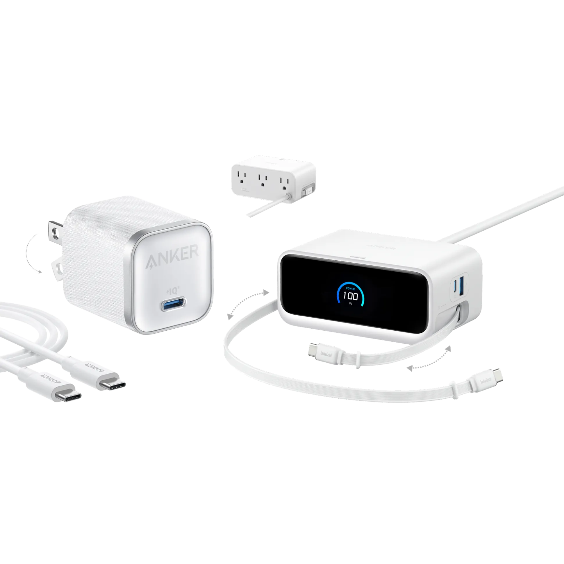 Anker Nano Charging Station (7-in-1, 100W) and Anker Nano Charger (45W) with Cable
