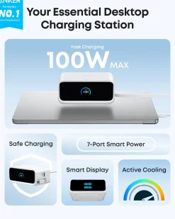 Anker Nano Charging Station (7-in-1, 100W) and Anker Nano Charger (45W) with Cable