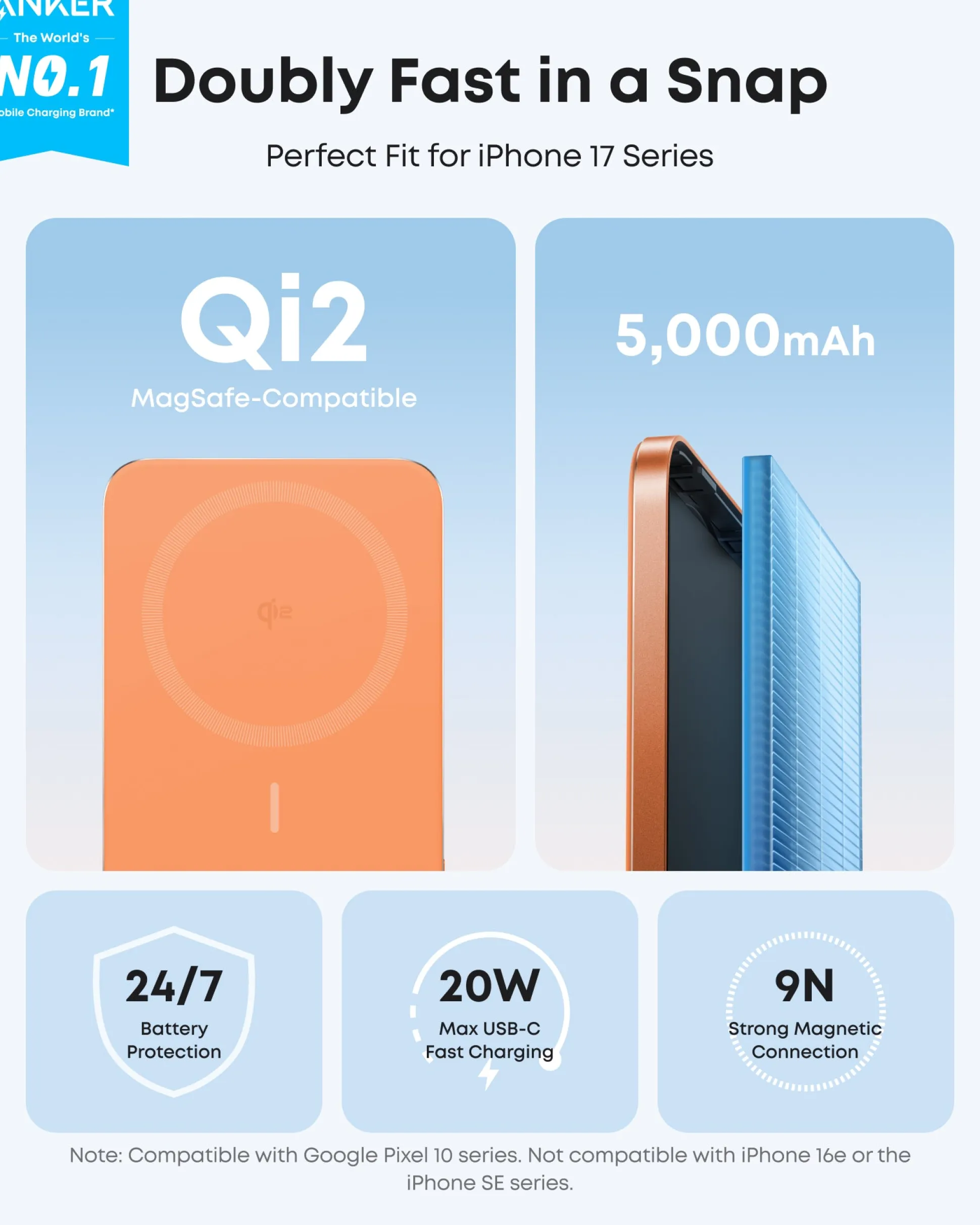 Anker Nano Power Bank (5K, MagGo, Slim)