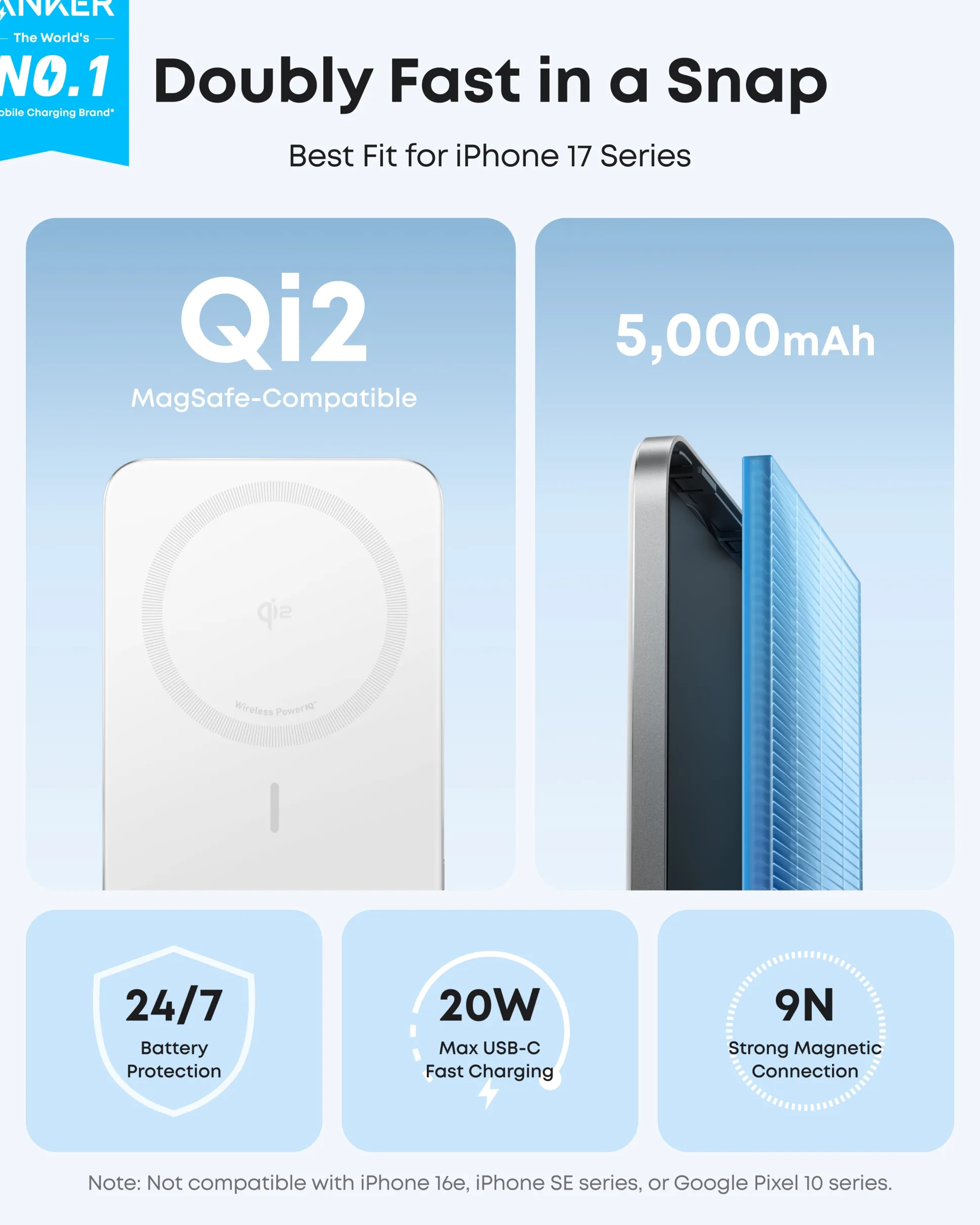 Anker Nano Power Bank (5K, MagGo, Slim)