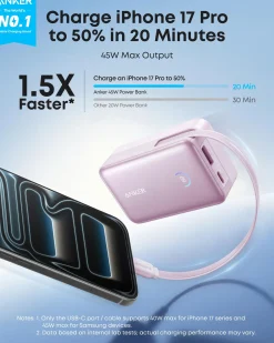 Anker Nano Power Bank (10K, 45W, Built-In Retractable USB-C Cable)