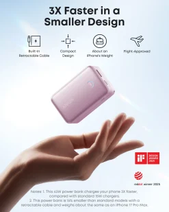 Anker Nano Power Bank (10K, 45W, Built-In Retractable USB-C Cable)