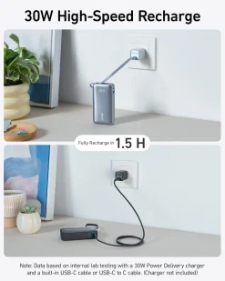 Anker Nano Power Bank (30W, Built-In USB-C Cable)