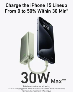 Anker Nano Power Bank (30W, Built-In USB-C Cable)