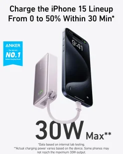 Anker Nano Power Bank (30W, Built-In USB-C Cable)