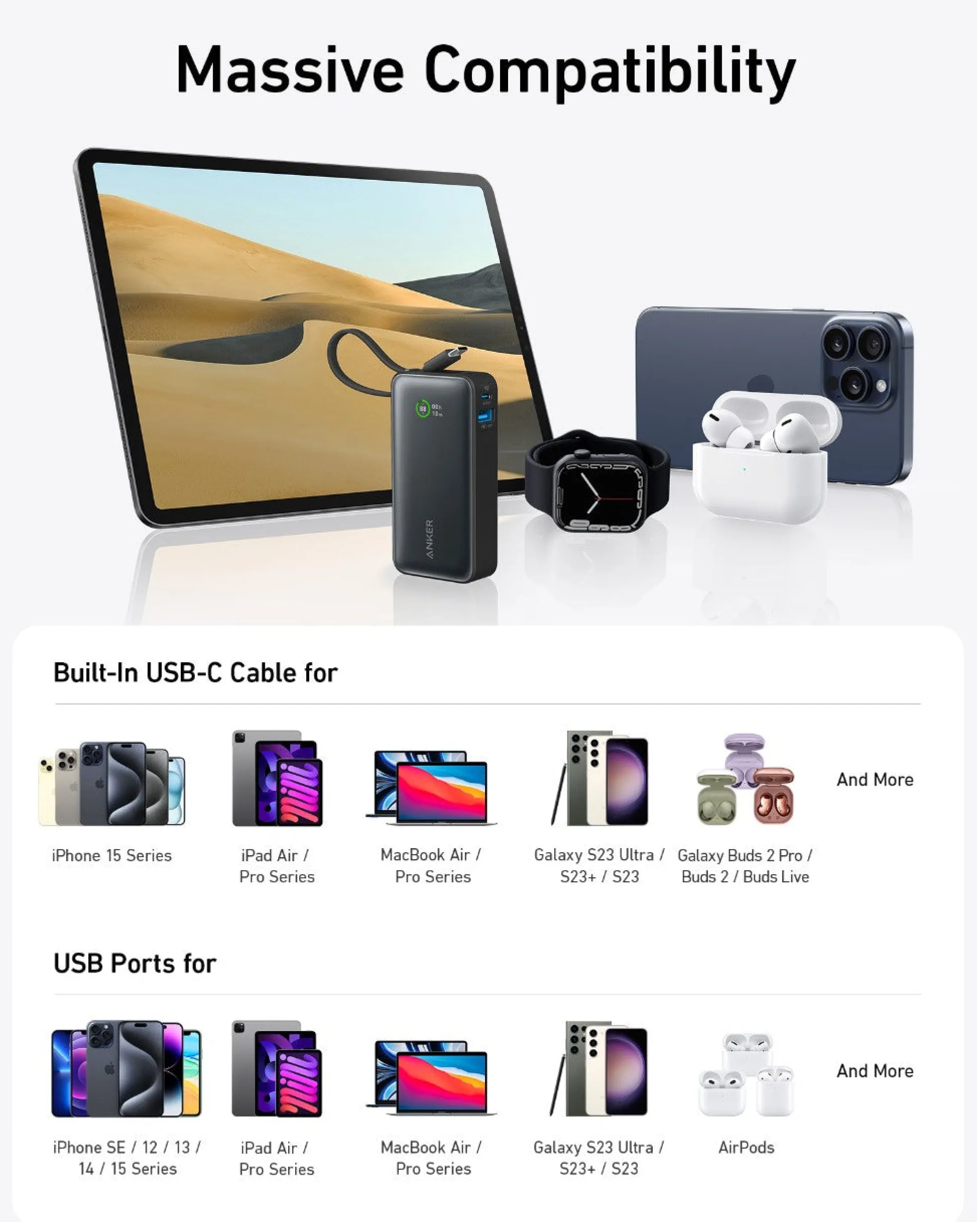 Anker Nano Power Bank (30W, Built-In USB-C Cable) and Anker Nano Charger (20W)