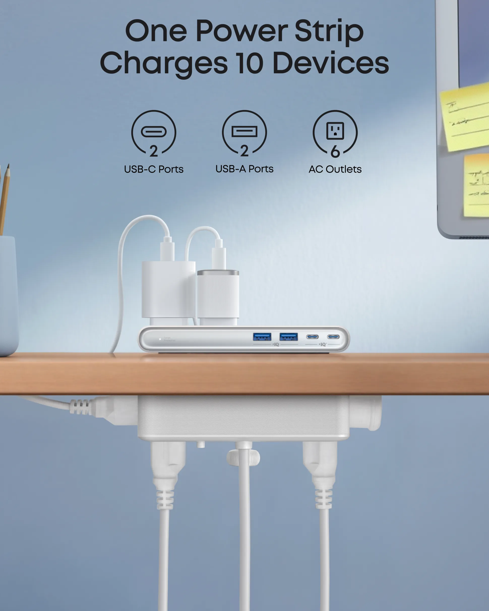 Anker Nano Power Strip (10-in-1, 70W, Clamp)