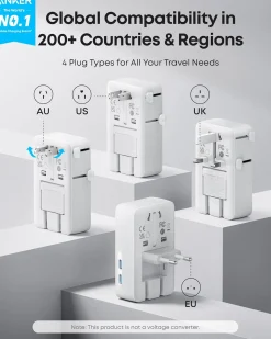 Anker Nano Travel Adapter (5-in-1, 20W, 1-Pack)