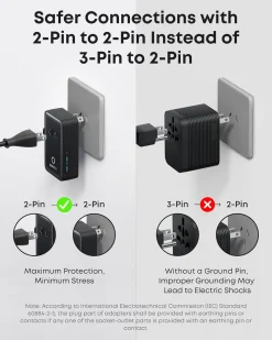 Anker Nano Travel Adapter (5-in-1, 20W, 1-Pack)