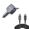 Anker Nano 75W Car Charger and New Nylon USB-C to USB-C 100W Cable (10 ft)
