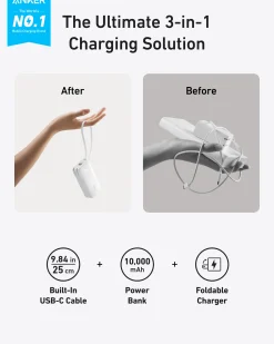 Anker Power Bank (10K, Fusion, Built-In Cable)