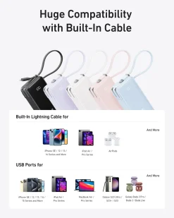 Anker Power Bank (10K, Fusion, Built-In Cable)