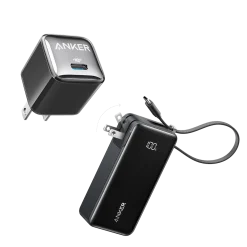 Anker Power Bank (10K, Fusion, Built-In USB-C Cable)and Anker Nano Charger (20W)